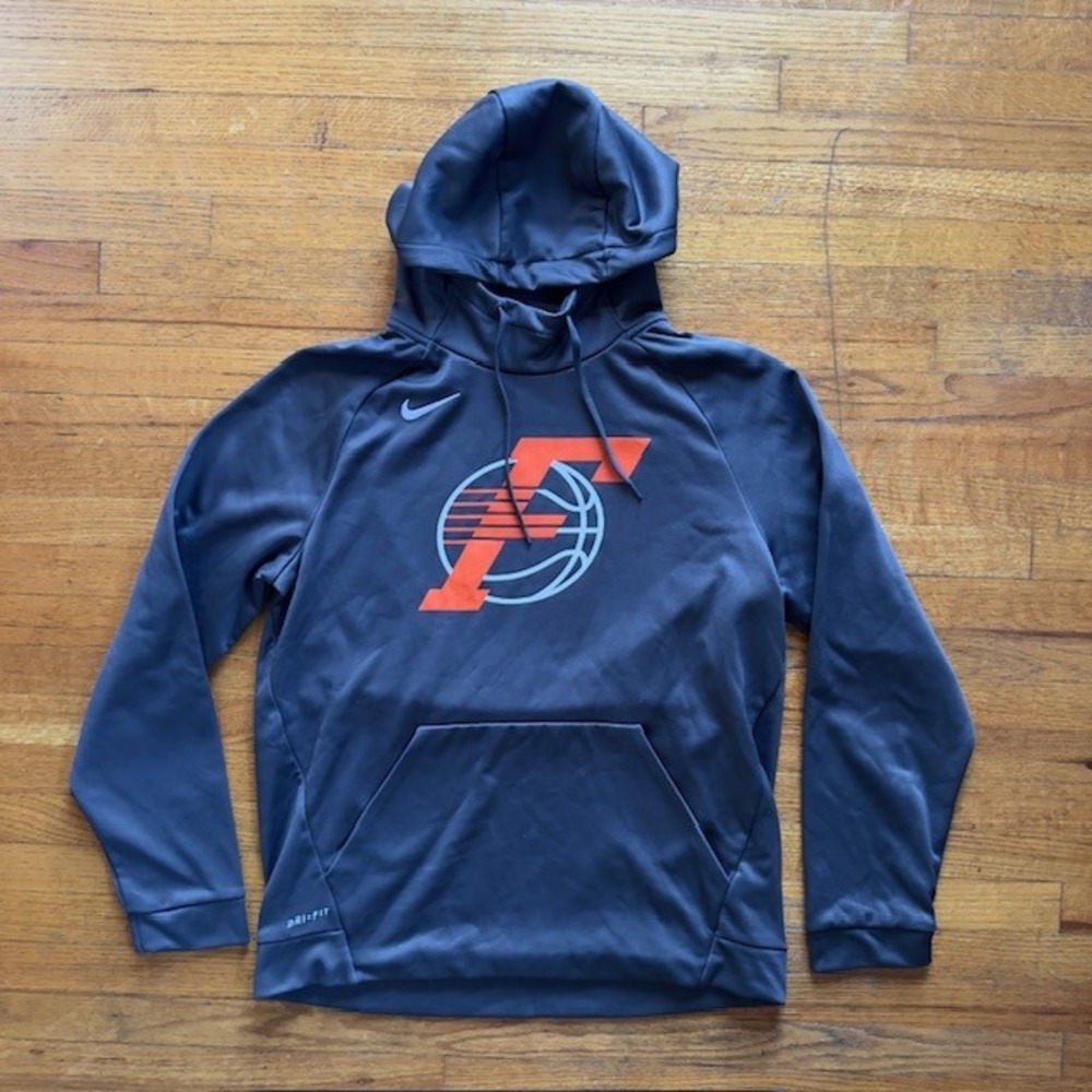 Nike Dri-FIT Pullover Athletic Hoodie Basketball Graphic Sweatshirt Gray Large